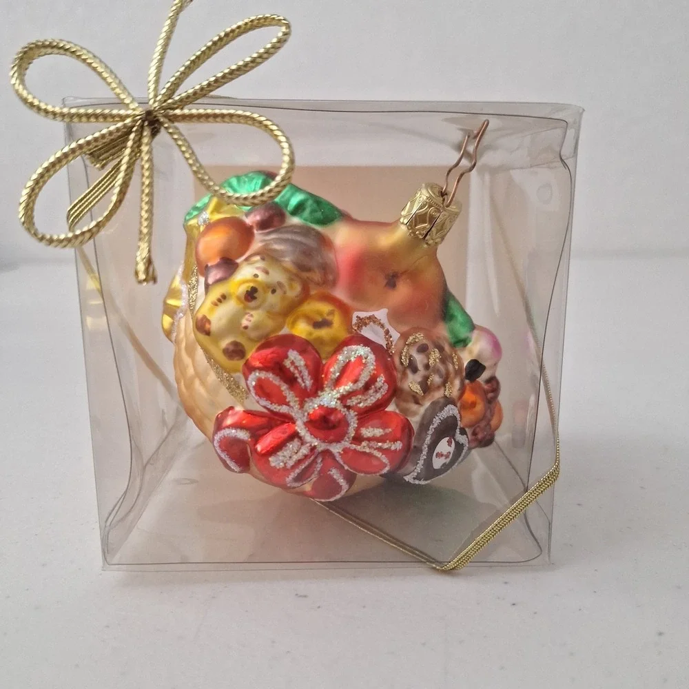 RARE Retired Inge Glass Birgit's Collection Basket Christmas Ornament GERMANY